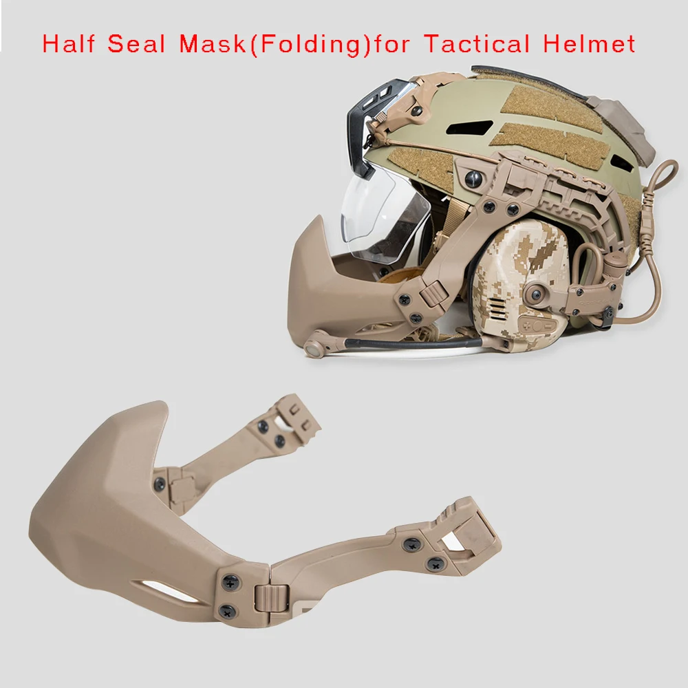 PJ Type Tactical Airsoft Fast Helmet and Foldable Half Face Mesh Guard with Ear Protection Adjustable Chin Strap Full Face Protection for Older Teenager Adult 