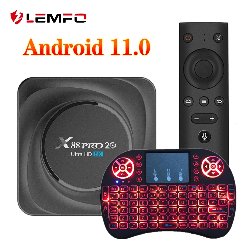 Приставка Смарт-ТВ LEMFO X88 Pro 20 RK3566 8 + 64/128 ГБ Android 11 | Электроника