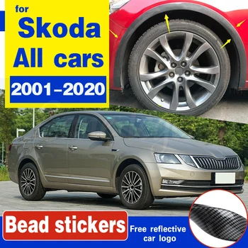 

4pcs Universal Car Truck Carbon Fiber Rubber Wheel Eyebrow Protector Lip Sticker Trim Fender Flare Anti-scratch fit for Skoda