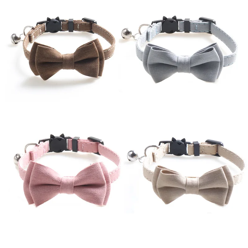 Cats Collar Breakaway with Bell Bowtie Basic Solid Color Cat Collars with Quick Release Buckle Simple and Classic Pattern Cats Collar Breakaway with Bell Bowtie Basic Solid Color Cat Collars with Quick Release Buckle Simple and Classic Pattern