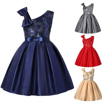 

Girl Sleeveless Formal Dresses 2019 New Pattern Child Evening Party Full Paillette Dress