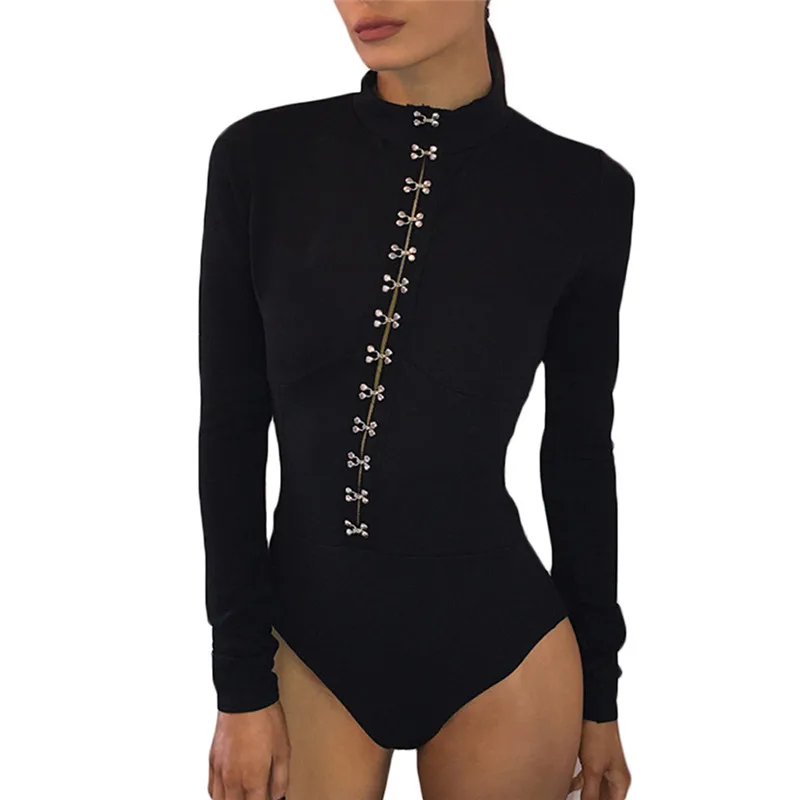 Sexy Black Bodysuits Skinny Long Sleeve Button Bodysuit Women Shirt fashion Autumn Winter Playsuit Partybody mujer jumpsuits Sexy Black Bodysuits Skinny Long Sleeve Button Bodysuit Women Shirt fashion Autumn Winter Playsuit Partybody mujer jumpsuits