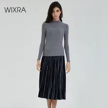 Wixra, новинка,, теплый вязаный свитер с высоким воротом, Модный женский свитер на осень и зиму, с высокой талией, Свитера с длинным рукавом, пуловеры, джемперы