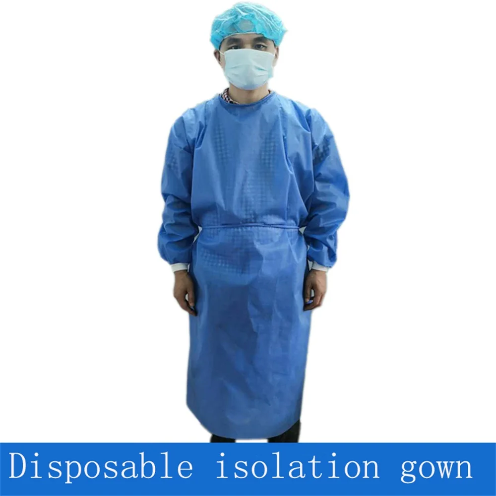 Disposable Non-Woven Hand Washing Clothes Blue Thick Protective Work Isolation Clothing Gown Dental Anti-oil Stain Nursing | Безопасность