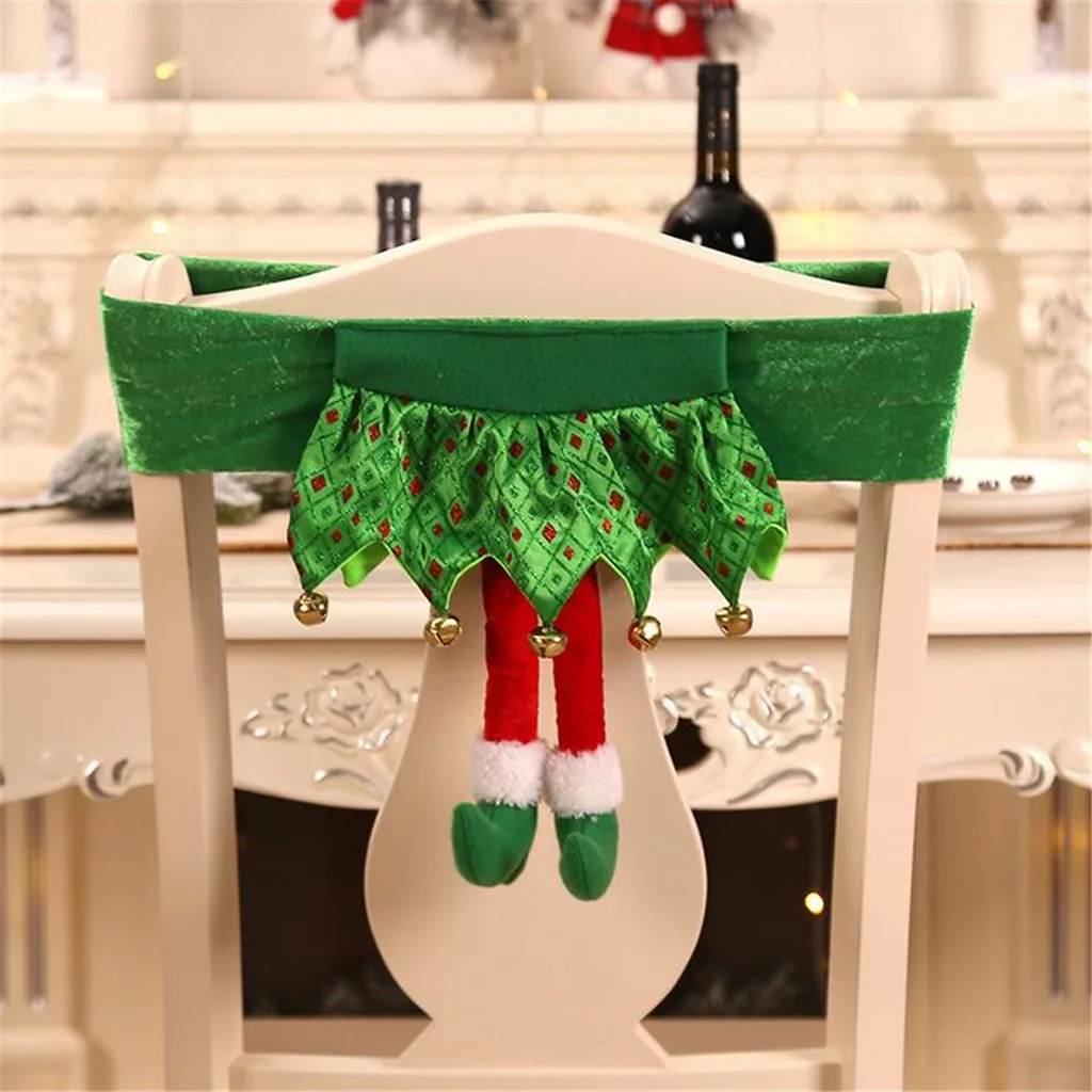 Рождественское украшение Санта-Клаус, нетканый чехол на стул эльфа для дома, вечерние, праздничные, рождественские чехлы на стул, декор для обеденного стола