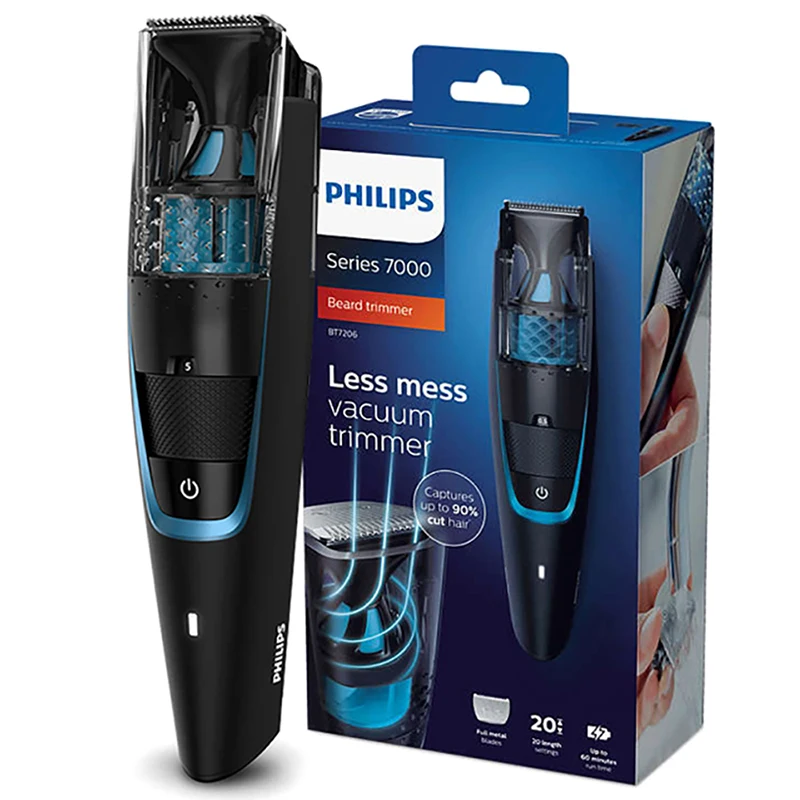 Philips Origianl BT7201/15 вакуумный электробритва триммер для бороды моделирующий беспроводной и проводной 1 час быстрая зарядка для мужчин - Цвет: BT7201