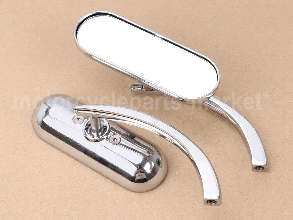 Motorcycle Mini Oval Rearview Mirror Rear View Mirror End Side Mirrors Chrome Sets for Harley Sportster Dyna Softail