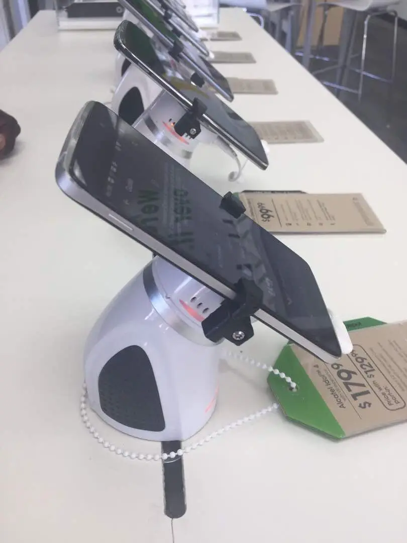 Mobile_Charging_and_Security_Alarm_Mobile_Phone Display Stand for_Retail Exhibitions, alarm charge_Holder_with_clamp_for_smartphone