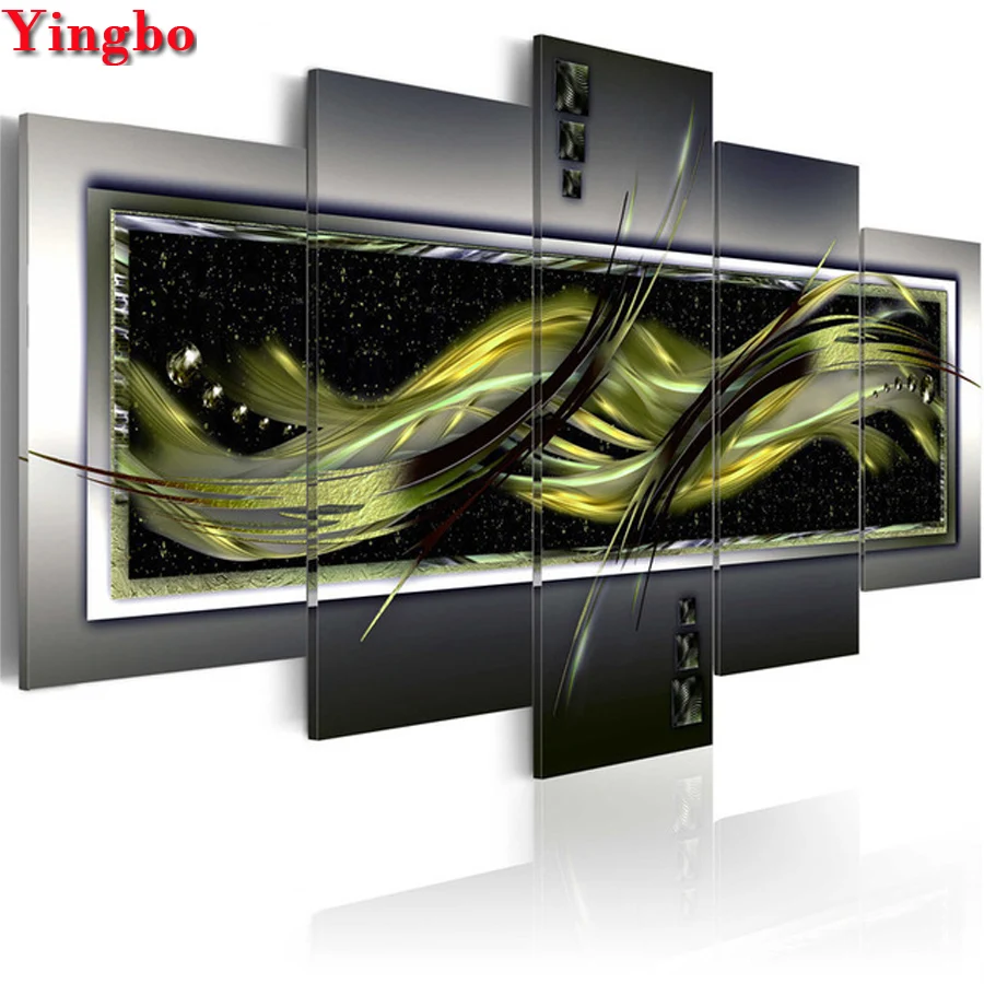 

5 Pieces Abstract Lines Diamond Painting Cross Stitch Feather DIY 5D Diamond Mosaic Picture of Rhinestone Embroidery Beadwork
