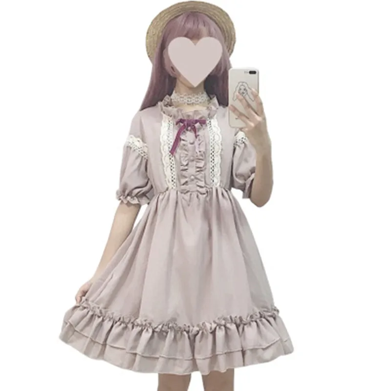 Japan Harajuku Summer Women Lolita Gothic Punk Style Bow Lace Cosplay Dress Cute Kawaii Ruffles Christmas Gift Party RB36 | Женская