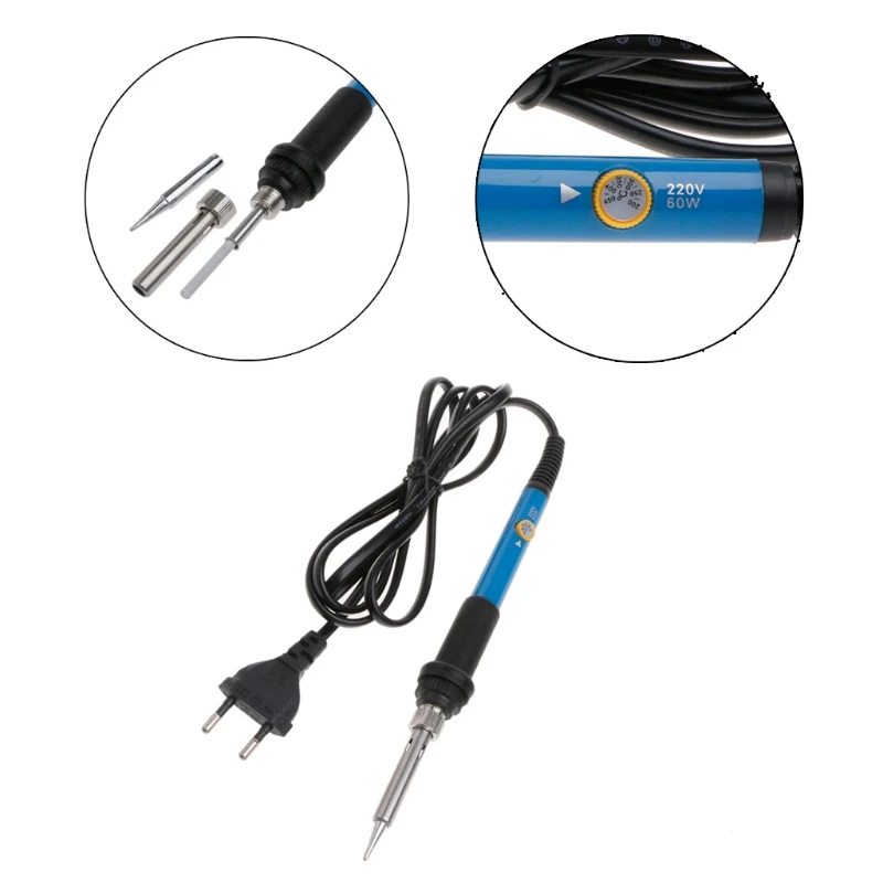 220V 60W Adjustable Temperature Soldering Iron Welding Gun Heating Pencil EU 94PC