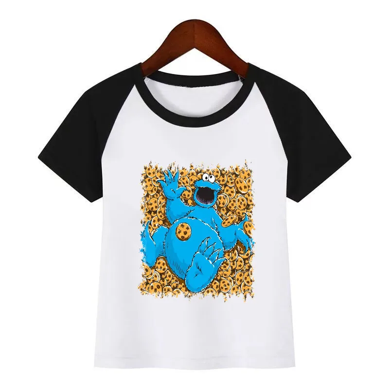 Забавная одежда с принтом «Улица Сезам», «печенья», «монстры»; детская летняя футболка; модная детская одежда; футболка; детская футболка с рисунком - Цвет: K336E