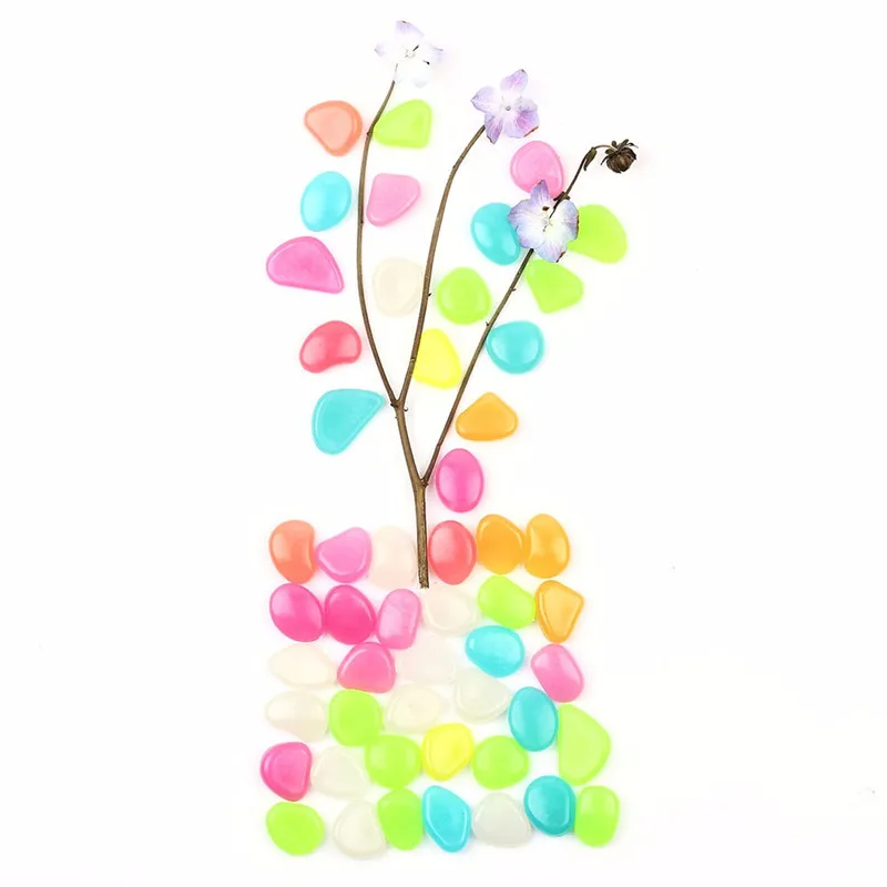 50Pcs Pebbles Glow Stones Rocks Glow in the Dark for Aquarium Fish Tank Garden Walkways Lawn Yard Ornaments Luminous Stones04