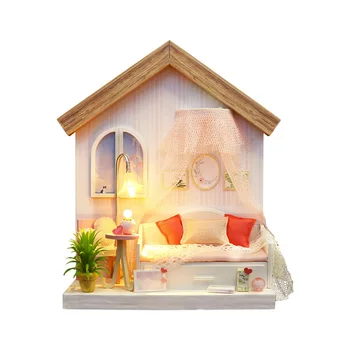 

Doll House DIY Miniature Doll House Model Wooden Toys Handmade House with Furnitures Assemble Kits Toys Children Birthday Gifts