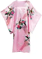 Sexy Female Silk Rayon Robe Bath Gown Nightgown Summer Casual Home Dress Printed Loose Sleepwear Plus Size Nightwear Bathrobe - Image 5