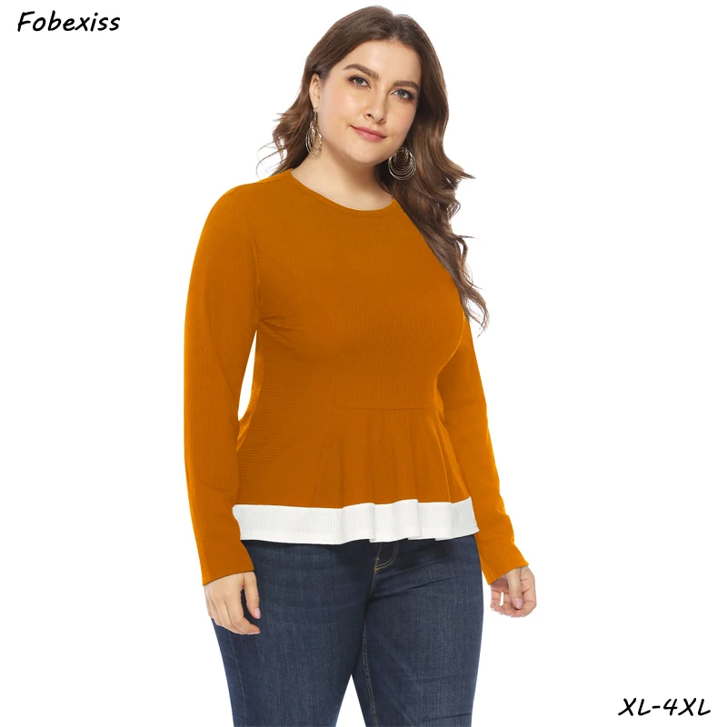 

Knitted Sweater Women Fall 2019 Long Sleeve O Neck Ruffles Elegant Black Pullover Sweater Plus Size 4XL Knitted Sweater Tops