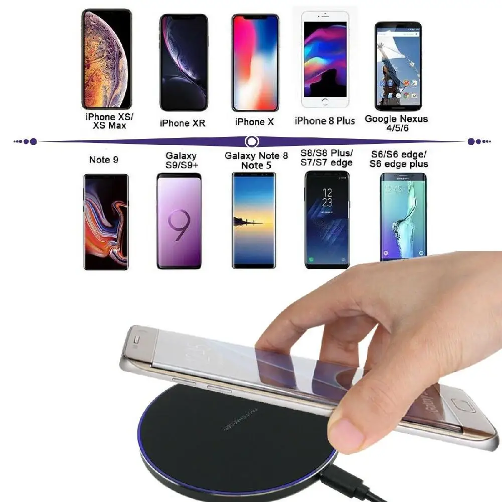 10 Вт Быстрое беспроводное зарядное устройство для samsung Galaxy S10 S9/S9 + S8 Note 9 USB Qi iPhone 11