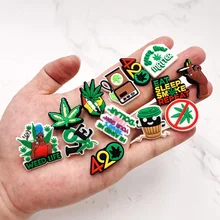 Single Sale 1PCS PVC Shoes Charms Maple Leaf Weed Life Garden Shoe Decoration Fit Croc Jibz Wristband Accessories Kid X-MAS Gift