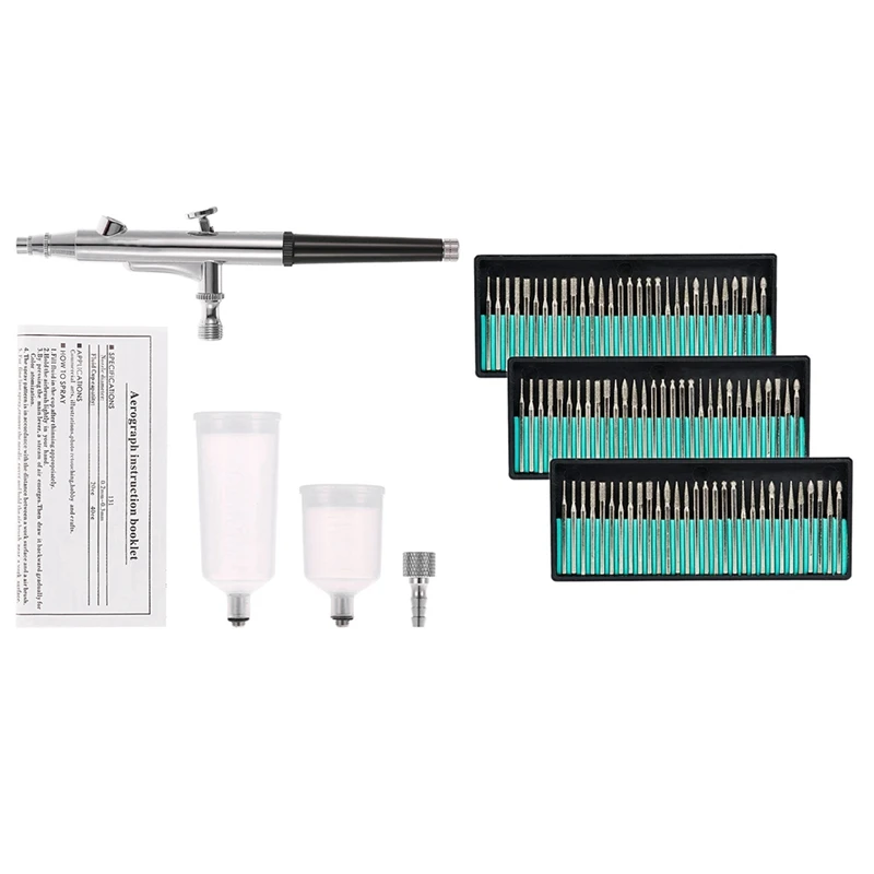 3 Set Diamond Burr Bits Drill Glass Gemstone &amp 1 0.3Mm Spray Gravity Feed Tattoo Decorating Brushes Sprayer Pen | Инструменты