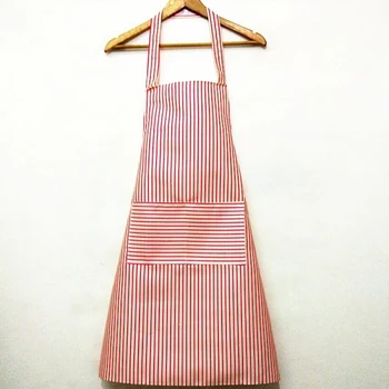 

Kitchen Unisex Aprons Adjustable White Stripe Bib Apron Big Pocket Chef Kitchen Cook Tool Man Woman
