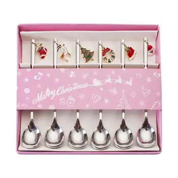 

6Pcs Coffee Spoon Mixing Scoops Stirring Spoons Stainless Steel Spoon Christmas Gift Box Set