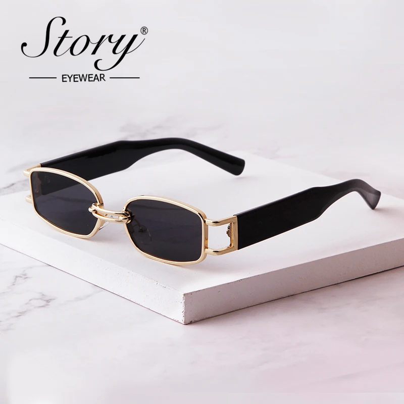 

STORY Retro Steam Punk Rectangle Sunglasses Men 2021 New Brand Design Fashion Vintage Metal Frame Rectangular Sun Glasses S9111A