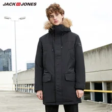 MLMR мужской зимний пуховик с меховым воротником и капюшоном, Длинная Верхняя одежда с капюшоном, парка, пальто JackJones, Мужская брендовая одежда 218312517