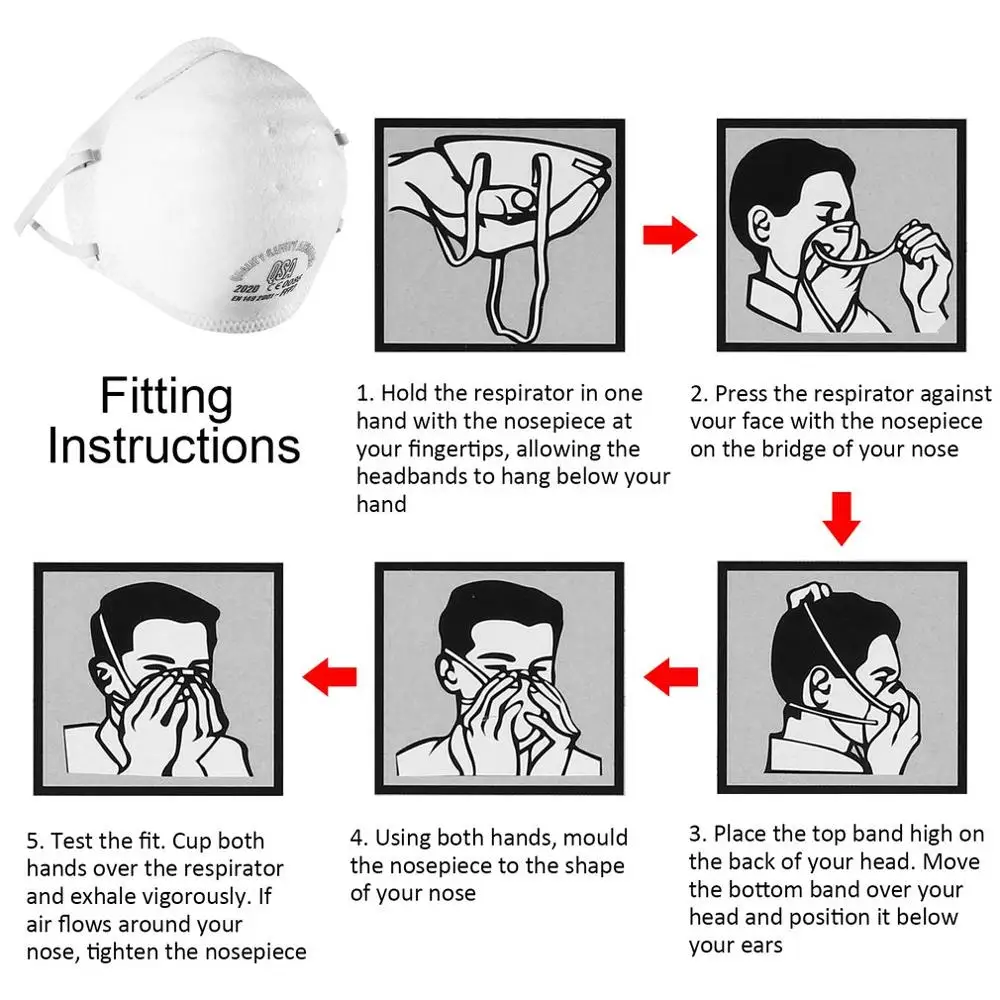 12PCS Anti-Fog Headband FFP2 Round Mask Dust Mask Anti Pm2.5 Anti Influenza Bicycle Face Mask Safety Masks