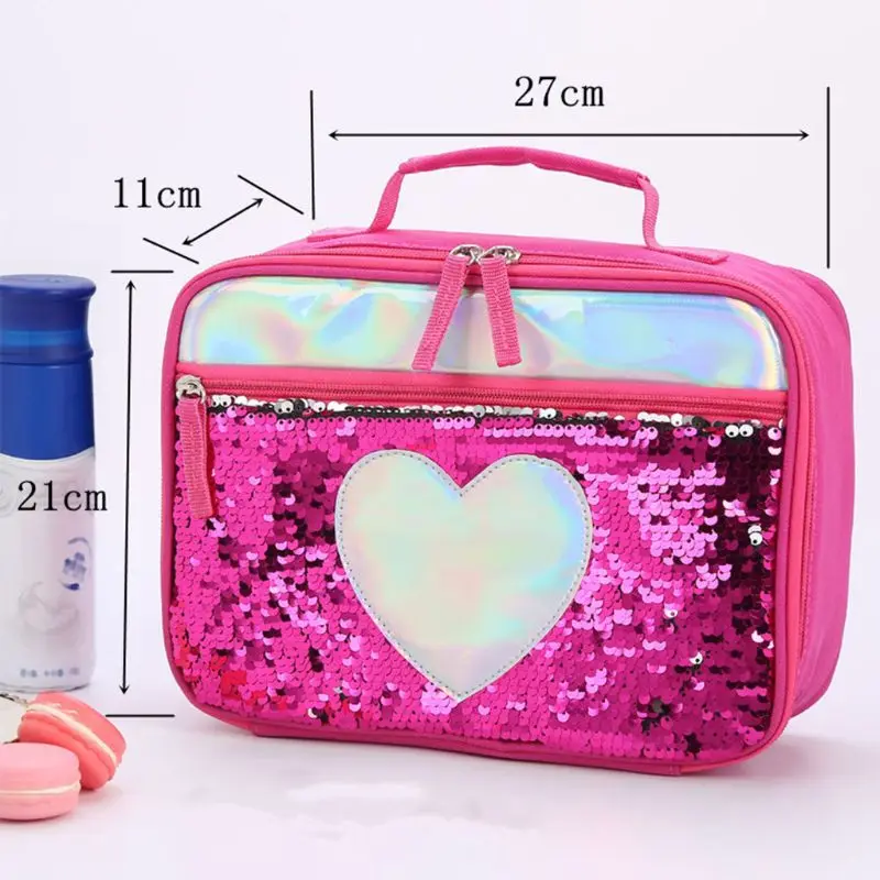 Модная женская сумка для обеда на застежке с блестками, Женская Повседневная Термосумка-холодильник для пикника, коробка для хранения еды, сумка-тоут, сумка для переноски