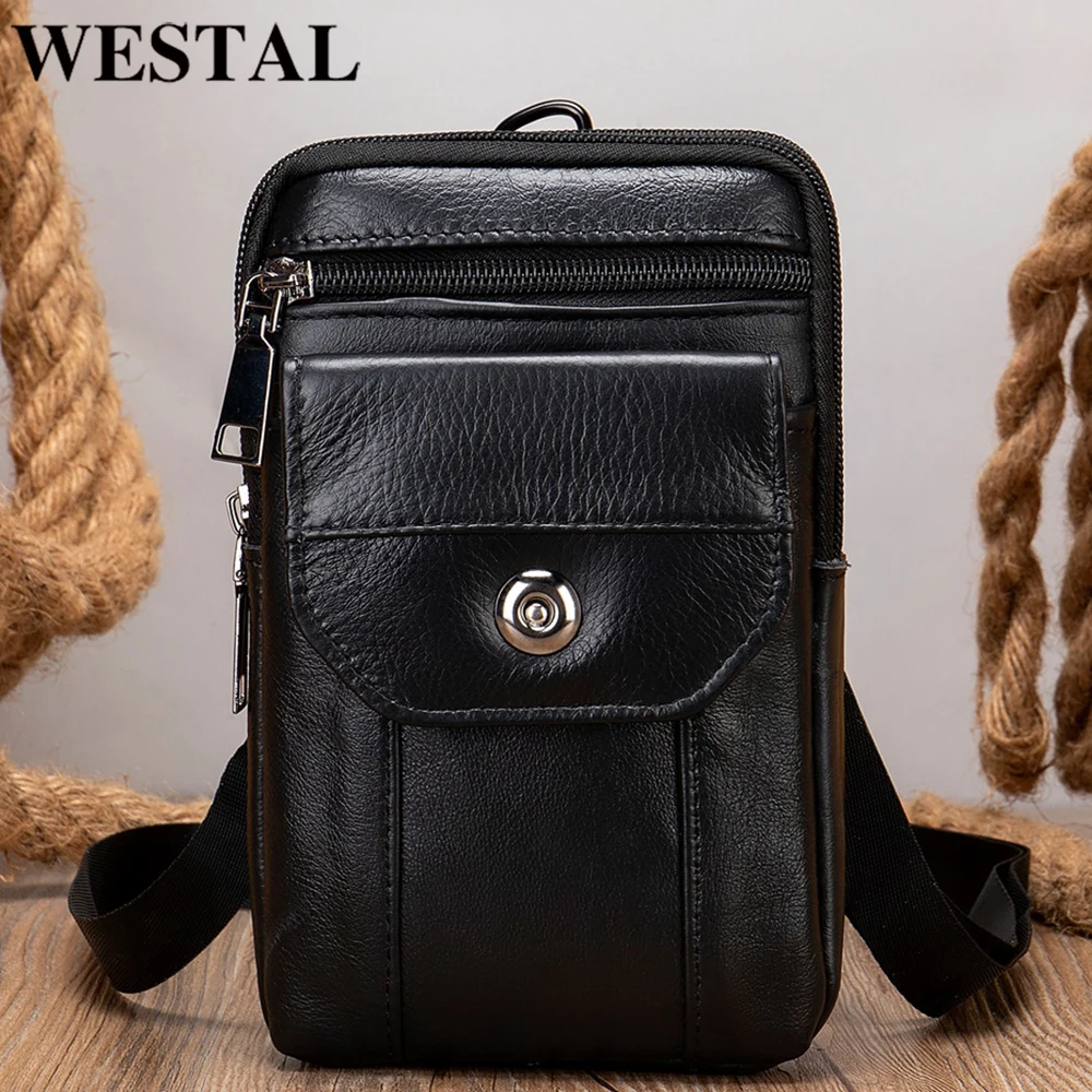 WESTAL 100% Genuine Leather Men's Bag ipad Flap Crossbody Bags Men Leather  Designer Bag Male Messenger Top-handle Bags for Men