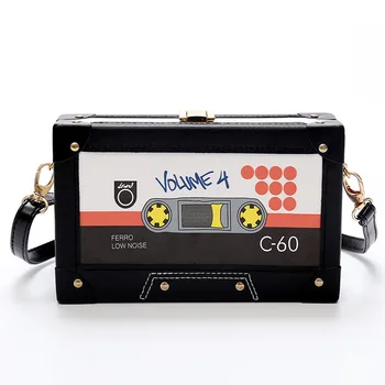 

Personality tape cassettes evening clutch bag women hard box clutch high-end hand bag small party purse shoulder bag #40