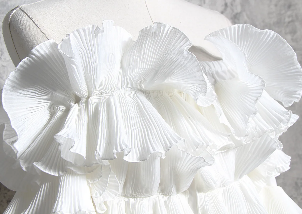Fashion Tide New Autumn And Winter Ruffles Pleated Off The Shoulder Full Sleeves Single Breasted Cotton Shirt BLOUSE