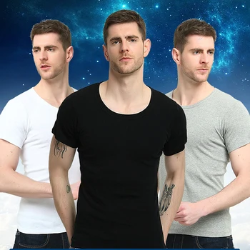 

Soft Undershirt Men Solid Black Underwear Cotton Shirt Clothing Men O-neck Sleeve Relax Breathable Underpants Sweat-absorbent