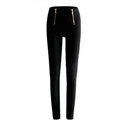 Женские брюки Модные узкие брюки повседневные молния однотонные женские узкие брюки черные