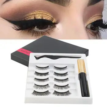 

5Pair false eyelashes liquid eyeliner natural long-lasting non-off beauty makeup tools T0Y4