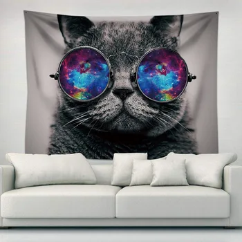 

Fashion Cat Tapestry Home Hanging Painting Tapestry Decoration Tablecloth Background Cloth Picnic Cushio Bedroom Living Room