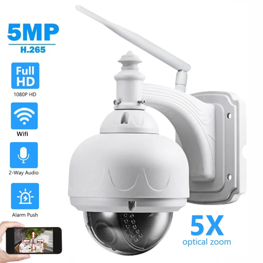 

2MP 5MP Wifi Outdoor Waterproof Dome CCTV Security PTZ IP Camera Wireless 5X Zoom HD 1080p Two Way Audio P2P IR Home Surveilance