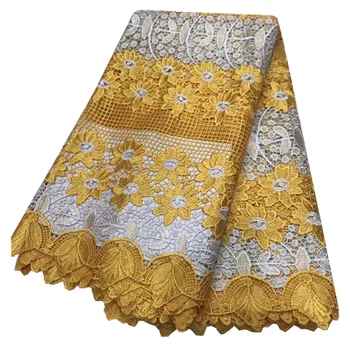 

High Quality African High Quality Tulle Guipure Cord Lace Fabric 2020 New Nigerian French Mesh Cord Lace With Stones For Dress