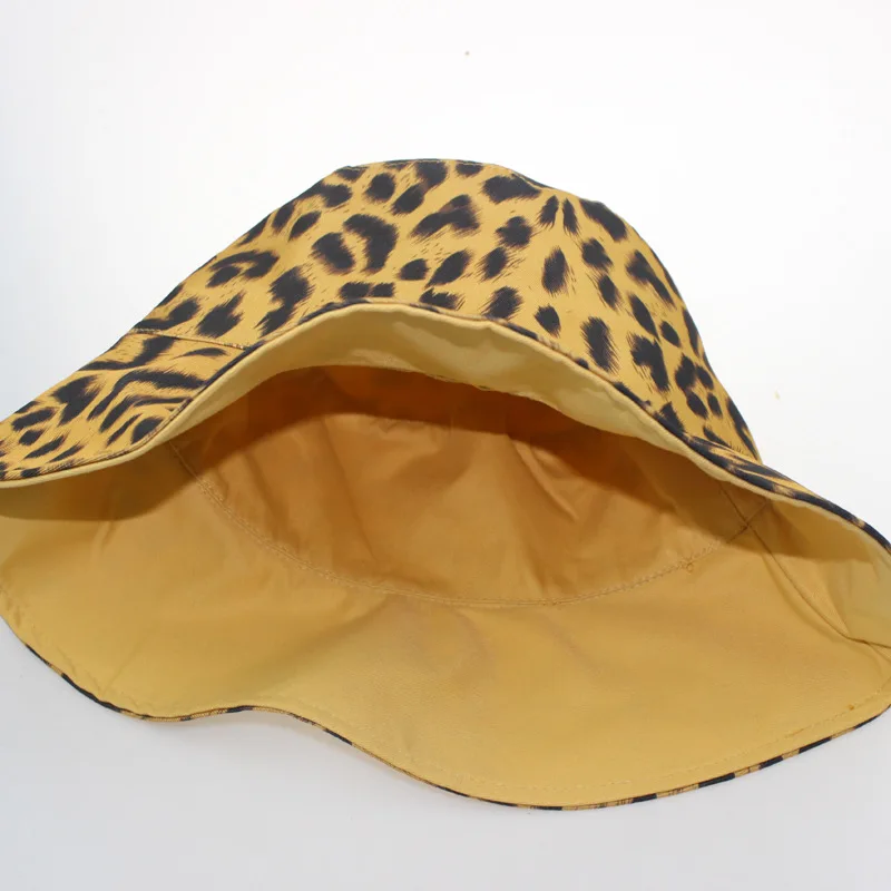 Женские леопардовые двухсторонние ведерко удобные дышащие складные пляжные плоские верхние солнечные рыболовные шляпы высокого качества плоские ведерко шляпы