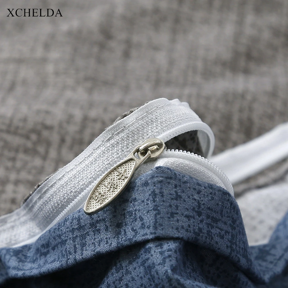 Luxury  Duvet Comforter Cover Bed Sheet set Double Queen King Size Bedding Set Solid Blue Cotton Adult linens Home Textile