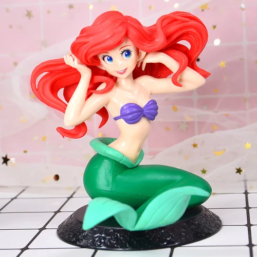Серый 10cm/20cm Q Posket Mermaid Figure Toy Princess Ariel Little Mermaid PVC Action Figure Model Toy Dolls Gifts Cake Topper - Цвет: Серый