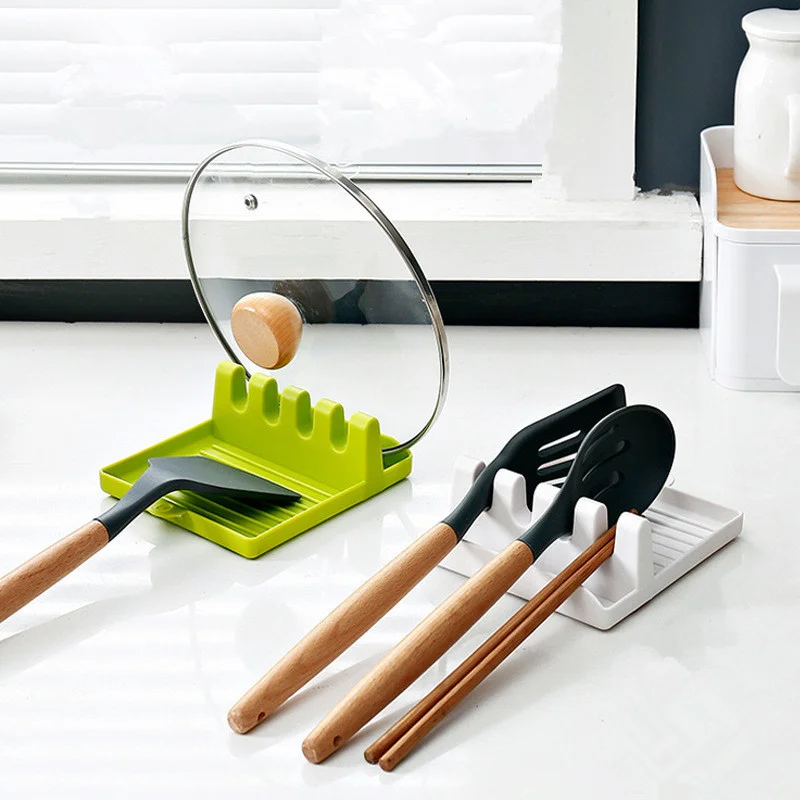 Pot Lid Spoon Holders Fork Spatula Shelf Rack Organizer Plastic Spoon