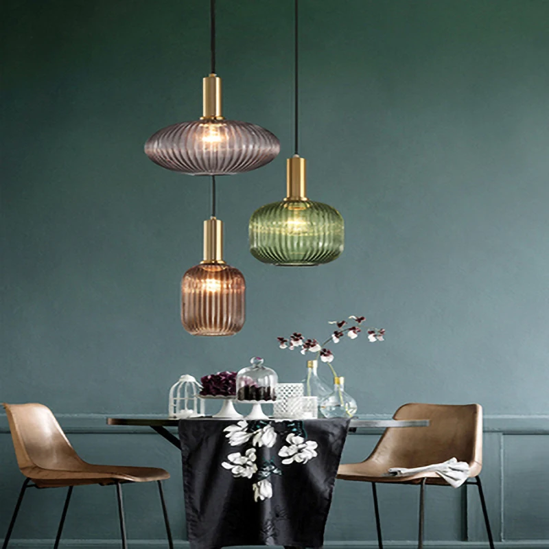 

Nordic Long Line Single Head Glass Pendant lamp E27 LED 6 Color holder hanging Light For Kitchen Living Room Bedroom Restaurant
