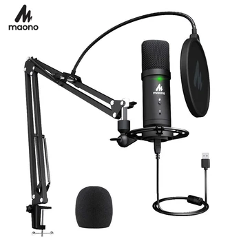 

MAONO PM401 USB Microphone Set 192KHz/24Bit Microfone Professional Cardioid Condenser Podcast Mic with Mute Button & Audio Jack