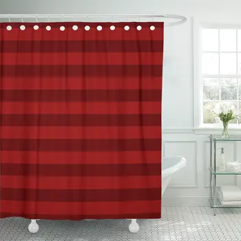 

Abstract in Wide Strip of Dark Red Bands Bathroom Curtains Waterproof Polyester Fabric 72 x 72 Inches Set with Hooks