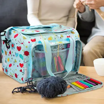 

New Knitting Woolen Yarn Storage Bag With Inner Divider Spacious Yarn Tote Organizer Knitting Tool Holder For Crochet Beginner