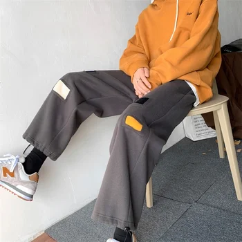

2020 New Spring And Summer European And American Hip Hop Loose Wild Straight Patch Drawstring Casual Pants M-2XL High Quality