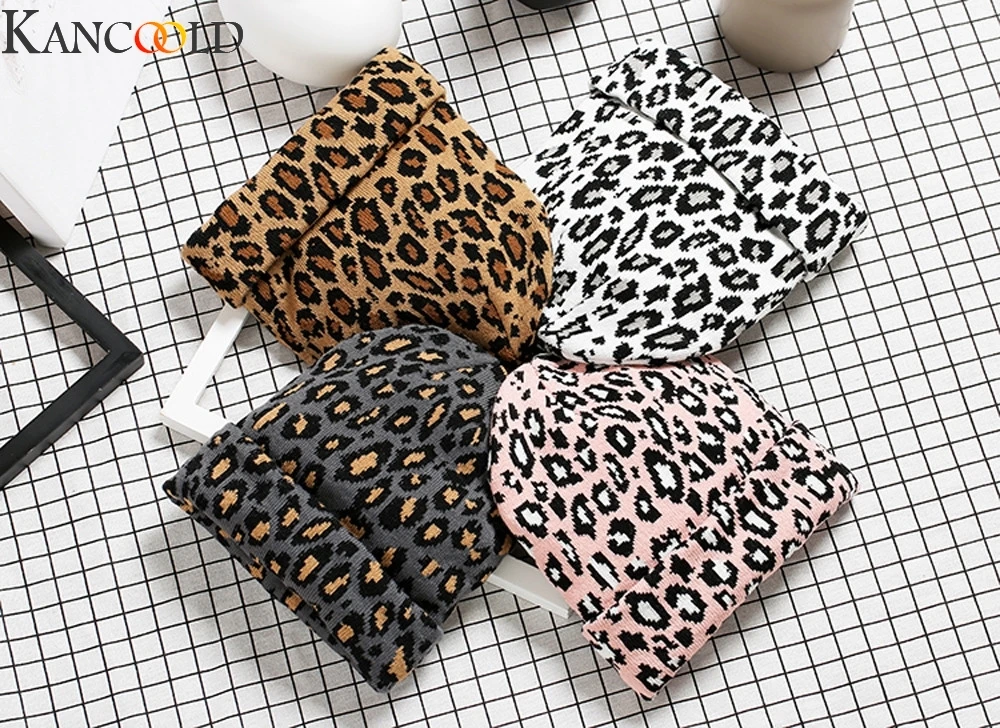 KANCOOLD зимние шляпы с леопардовым рисунком, вязаные крючком, сохраняющие тепло уши для женщин, девушек, сексуальная цветная шапка, женская шапочка, Женская Повседневная шапка, Новинка