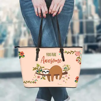 

FORUDESIGNS Cute Cartoon Sloth Print Luxyry Shoulder Handbag For Women's PU Leather Messenger Bag Ladies Shopper Bag Mujer 2019
