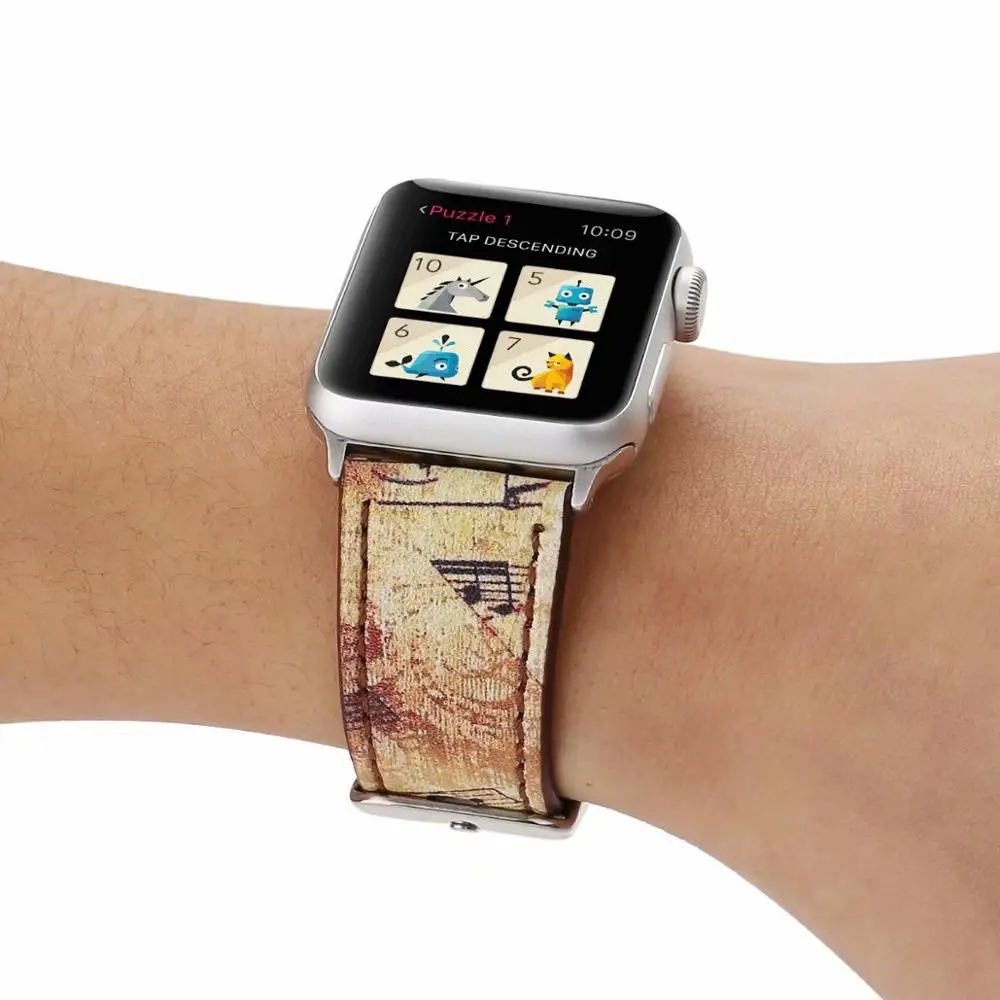 Кожаный спортивный ремешок для Apple watch band 4 5 44/40 мм Сменные аксессуары часов iwatch
